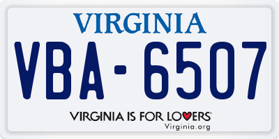 VA license plate VBA6507
