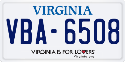 VA license plate VBA6508