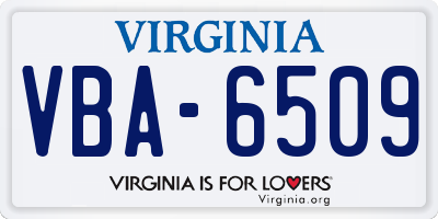 VA license plate VBA6509