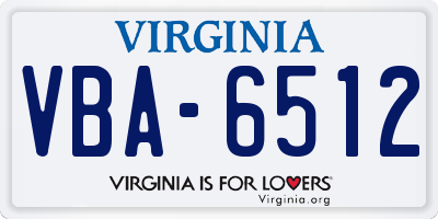 VA license plate VBA6512