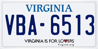 VA license plate VBA6513