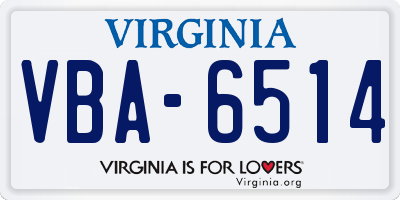 VA license plate VBA6514