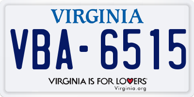 VA license plate VBA6515