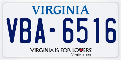 VA license plate VBA6516