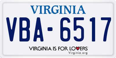 VA license plate VBA6517