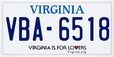 VA license plate VBA6518