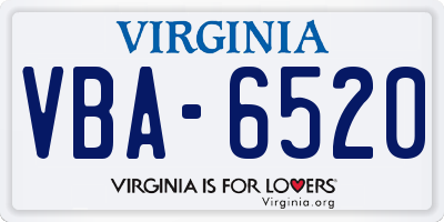 VA license plate VBA6520