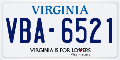 VA license plate VBA6521