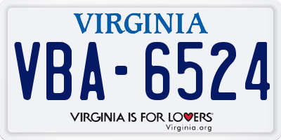 VA license plate VBA6524