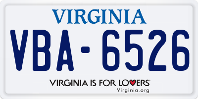 VA license plate VBA6526