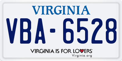 VA license plate VBA6528