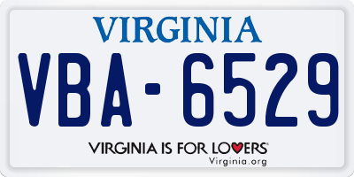 VA license plate VBA6529