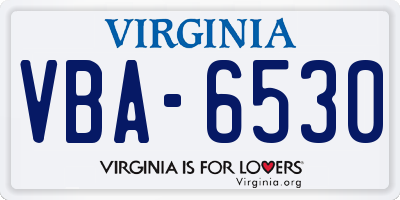 VA license plate VBA6530