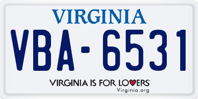 VA license plate VBA6531