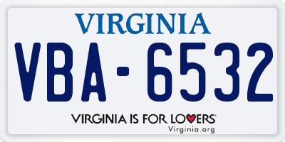 VA license plate VBA6532
