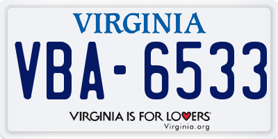 VA license plate VBA6533