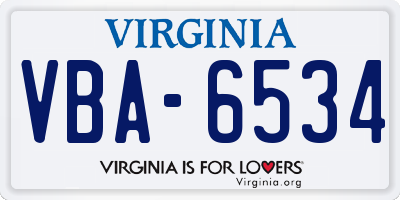 VA license plate VBA6534