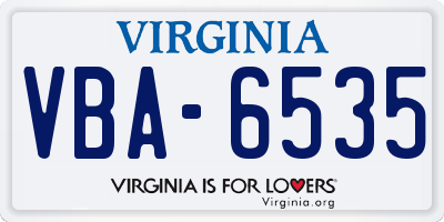 VA license plate VBA6535