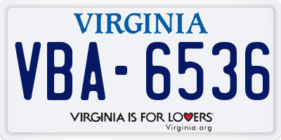VA license plate VBA6536
