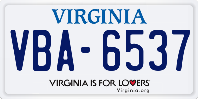 VA license plate VBA6537