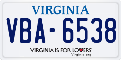 VA license plate VBA6538