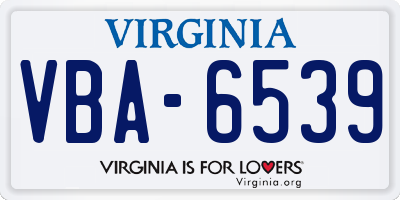 VA license plate VBA6539