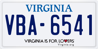 VA license plate VBA6541