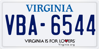 VA license plate VBA6544
