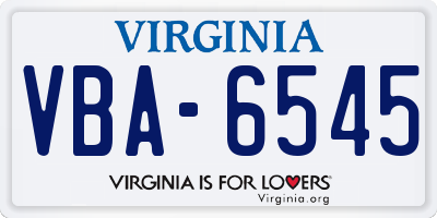 VA license plate VBA6545