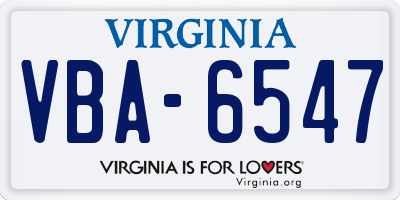 VA license plate VBA6547