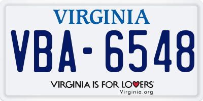 VA license plate VBA6548