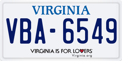 VA license plate VBA6549