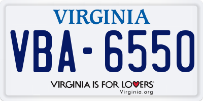 VA license plate VBA6550