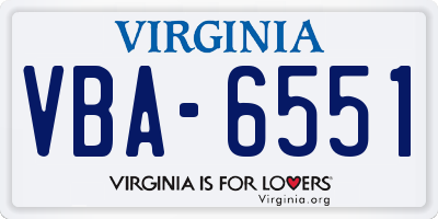 VA license plate VBA6551