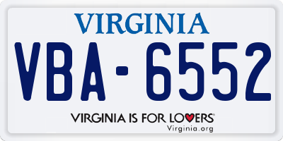VA license plate VBA6552