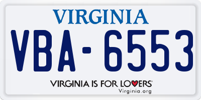 VA license plate VBA6553