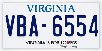 VA license plate VBA6554