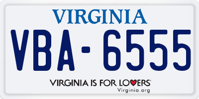 VA license plate VBA6555