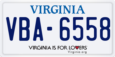 VA license plate VBA6558