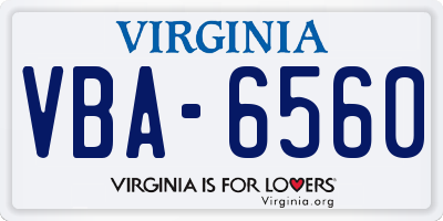 VA license plate VBA6560