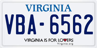 VA license plate VBA6562