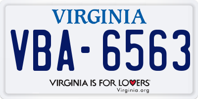 VA license plate VBA6563