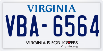 VA license plate VBA6564