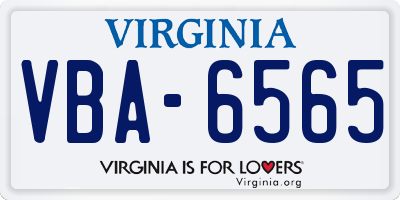 VA license plate VBA6565