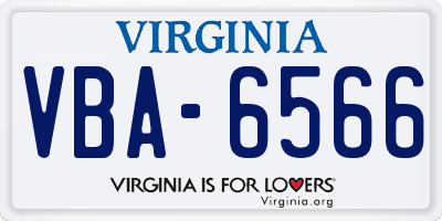 VA license plate VBA6566