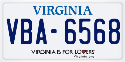 VA license plate VBA6568