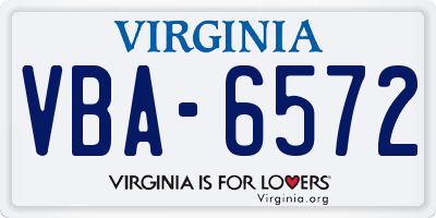 VA license plate VBA6572