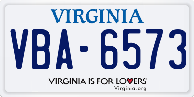 VA license plate VBA6573