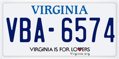 VA license plate VBA6574