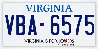 VA license plate VBA6575
